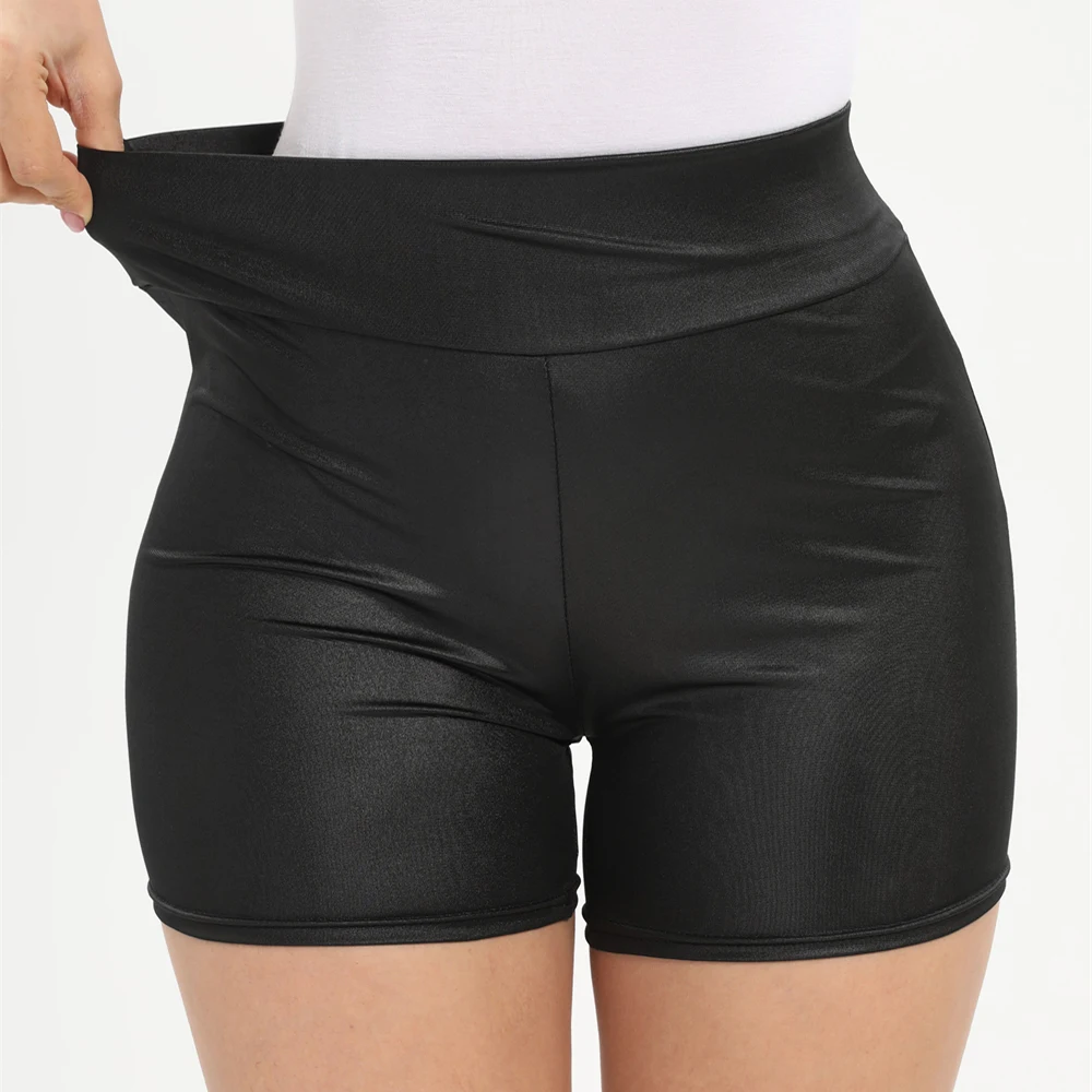 Sexy Black PU Casual Fashion Summer Shorts Women Clothing Goth Faux Leather High Waisted Womens Shorts Y2K Hot Woman Short Pants
