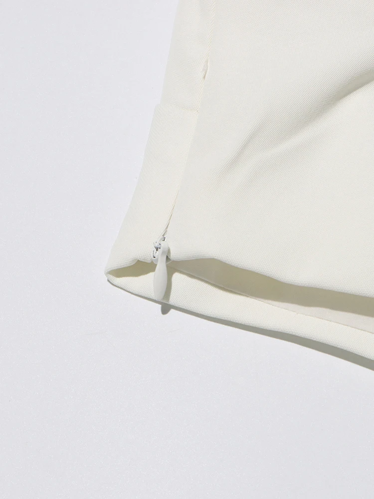 TWOTWINSTYLE Spliced Appliques Two Piece Set For Women Square Collar Sleeveless Top High Waist A Line Skirt Solid Sets Female