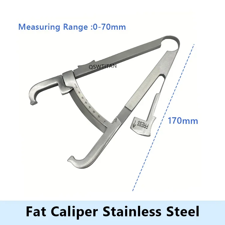 Stainless Steel /Aluminum Alloy Fat caliper skin pleat thickness gauge 0-70mm body fat Measuring clip Tool