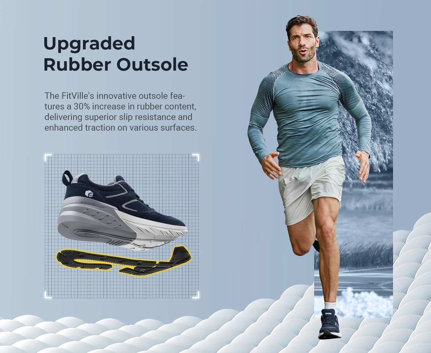 FitVille Wide Design Sneakers Men Shoes Sport Mesh Trainers Lightweight Baskets Femme Running Shoes Outdoor Athletic Shoes Men