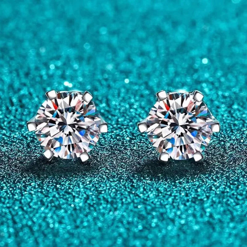 Gica Gema 0.5-2ct Moissanite Screw Stud Earrings D Color 925 Sterling Silver Diamond Earrings For Women Wedding Fine Jewelry