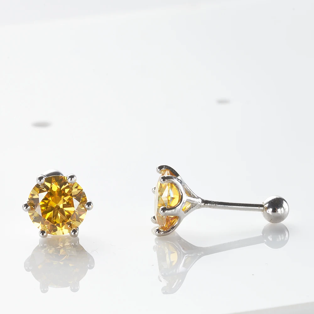 Gica Gema 0.5-2ct Moissanite Screw Stud Earrings D Color 925 Sterling Silver Diamond Earrings For Women Wedding Fine Jewelry