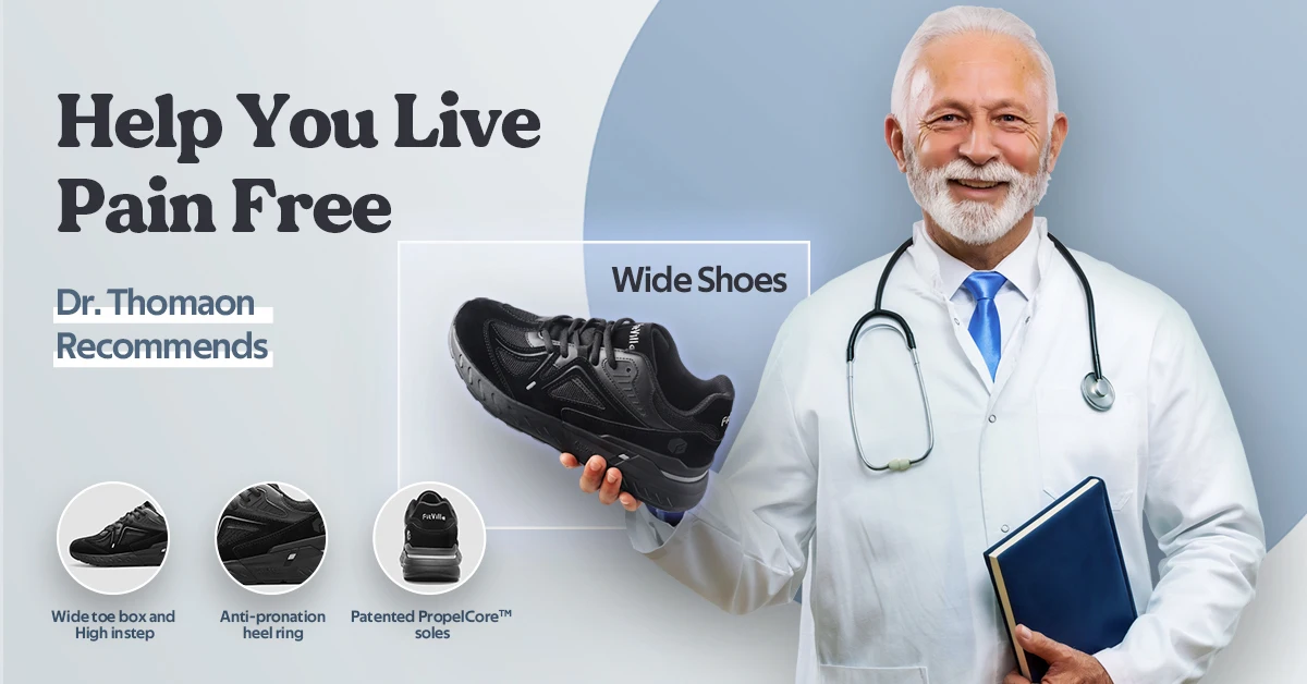 FitVille Men's Walking Shoes Extra Wide Lightweight Sneakers for Flat Feet Arch Fit Heel Pain Relief Non-Slip Running Shoes