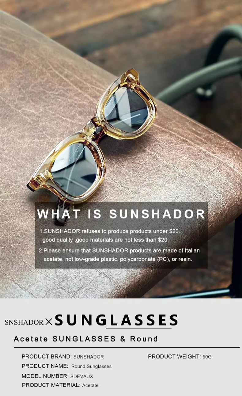 Top Quality Handmade Acetate Round Sunglasses Men Women Classic Sunglasses Outdoor UV400 Protection Glasses Custom Logo Lenses