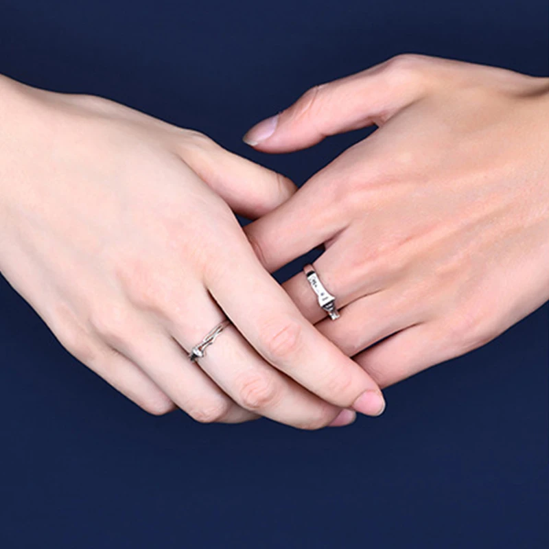 Trumium 100% 925 Silver Princess and Knight Couple Rings for Women Men Promise Love Matching Ring Gifts for Girlfriend Boyfriend