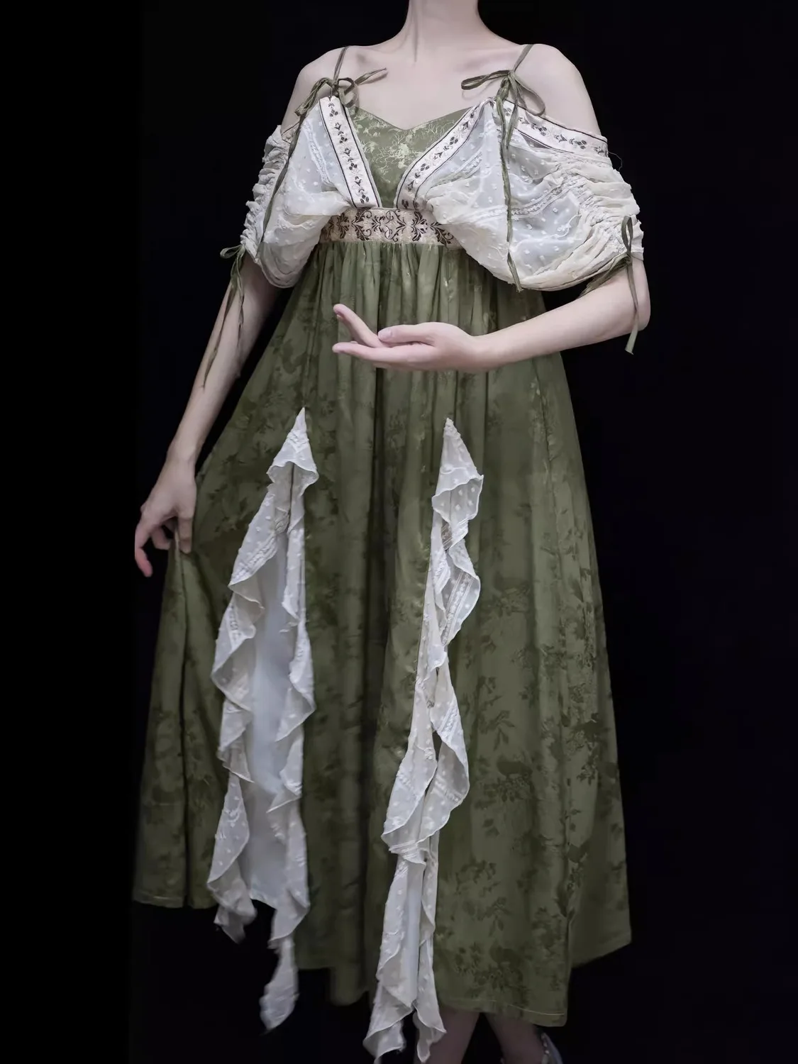 2024 New Lolita Retro Jacquard Elegant Dress Y2K Vintage Cosplay Green Daily Temperament Gorgeous Elegant Queen Princess Dresses