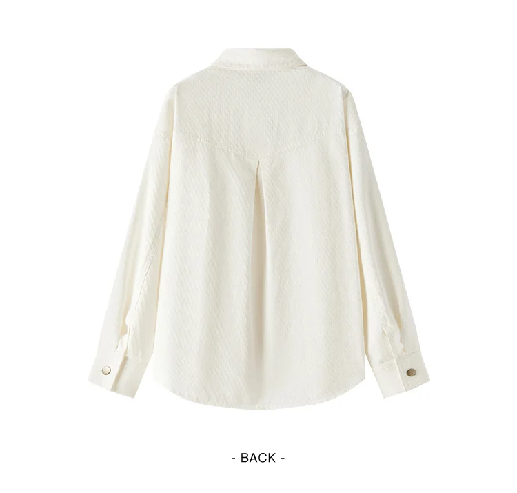 Semir Long Sleeve Shirt Women Mid-Length Diamond Pattern Cotton 2025 New Spring Oversize Top for Casual and Chic Looks