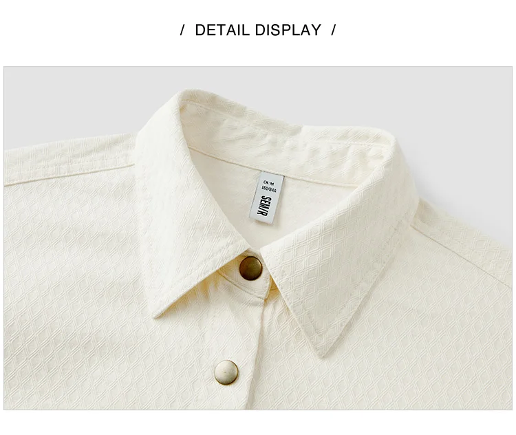 Semir Long Sleeve Shirt Women Mid-Length Diamond Pattern Cotton 2025 New Spring Oversize Top for Casual and Chic Looks