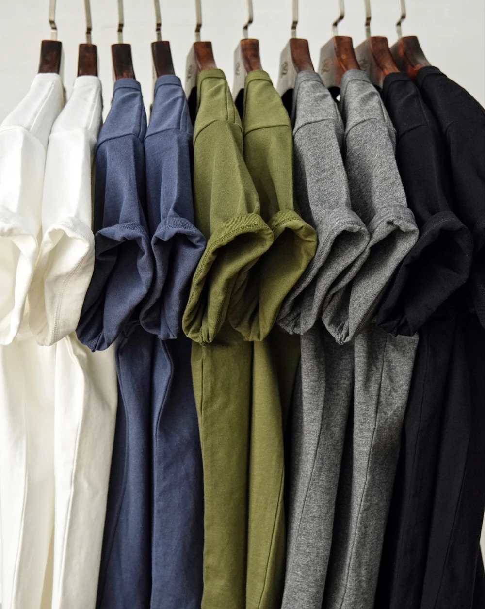 Sauce Zhan Mens T Shirts Henry Collar Pure Cotton Solid 5 Color Summer Short Sleeve Vintage Style Regular Fit 230g/m²