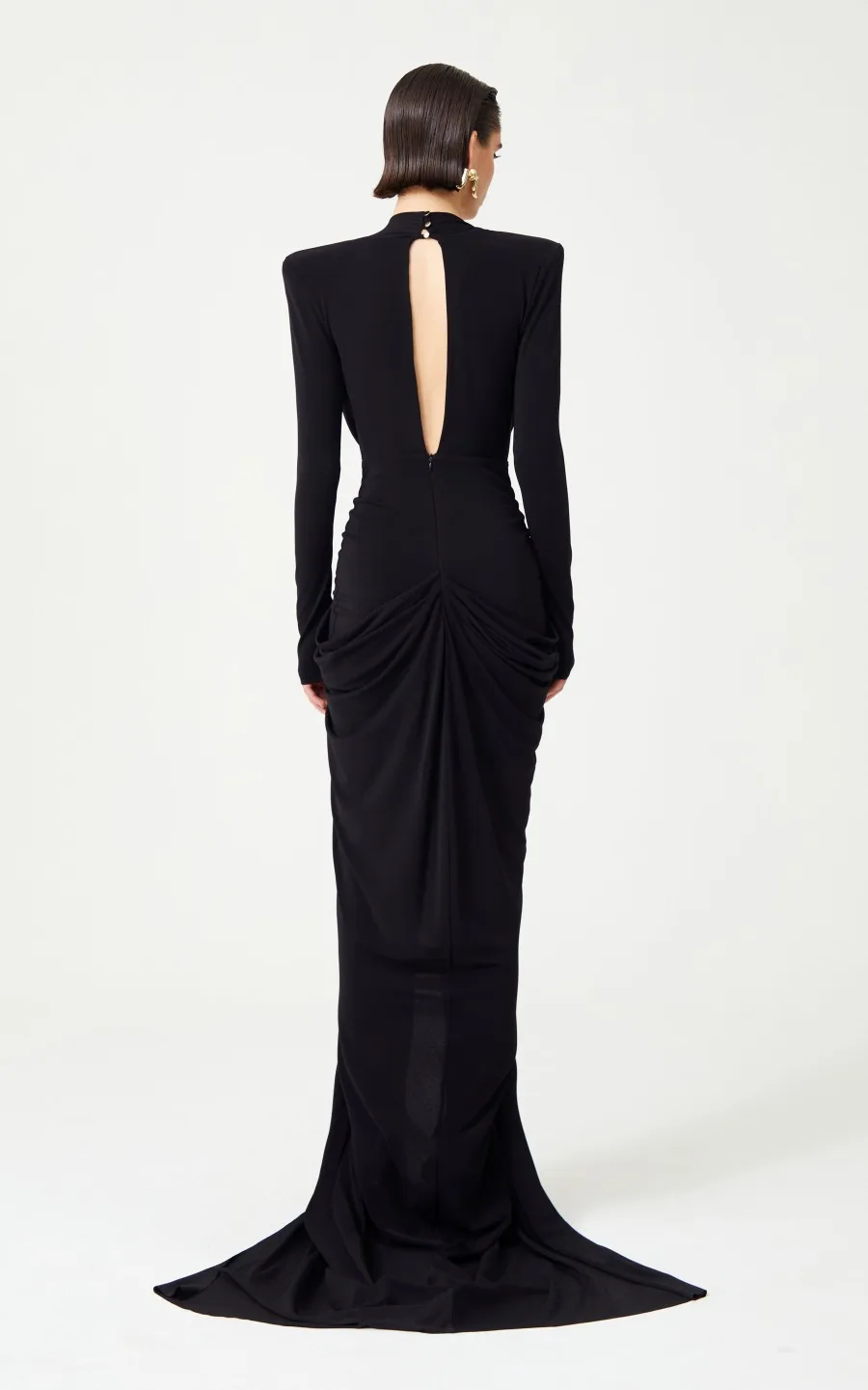 2025 New Beaded Decoration Sexy V-Neck Package Hip Black Floor Length Dress Celebrity Party Dress Woman Cocktail Outfit