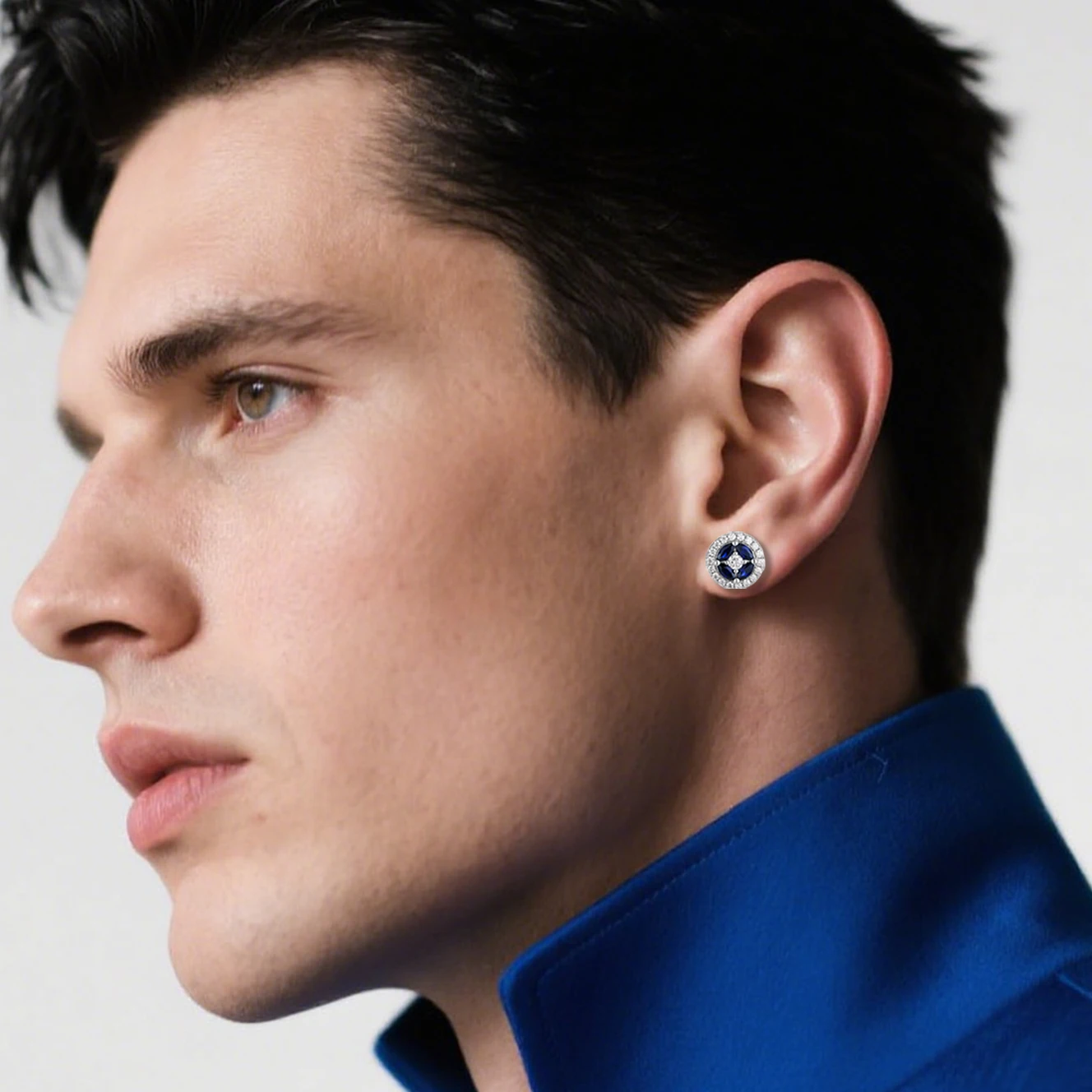 APIR Blue Sapphire Moissanite Stud Earrings for Men Women 925 Sterling Silver Marquise Blue Stone Diamonds Earrings Jewelry Gift