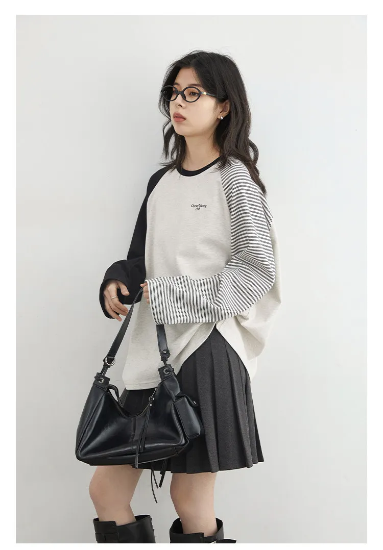 CHIC VEN New Fashion Women T-Shirts Loose Casual Long Sleeved O Neck Tees Bottom Female Top Pullover Coat Autumn Winter 2025