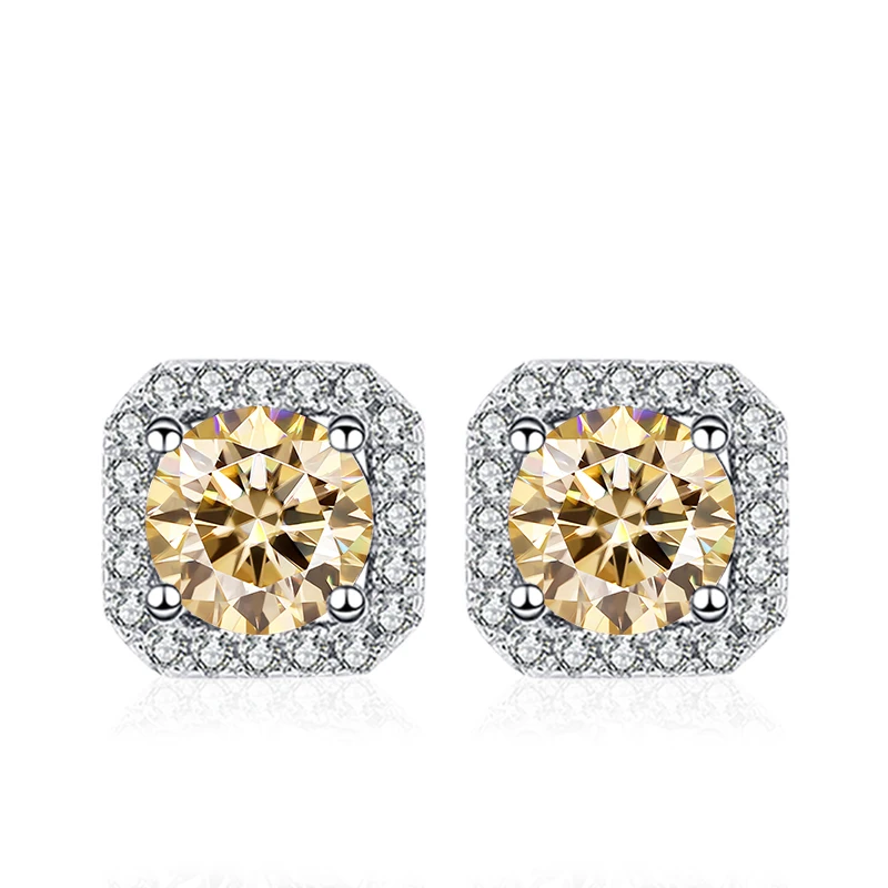 NeeTim 0.5ct 1ct Pink Moissanite Studs Earrings for Women 925 Sterling Silver Black Blue Grey Sparkling Engagement Stud Earring