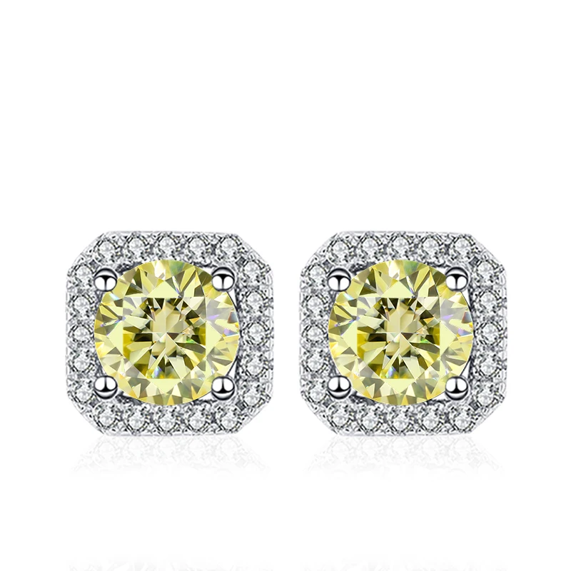 NeeTim 0.5ct 1ct Pink Moissanite Studs Earrings for Women 925 Sterling Silver Black Blue Grey Sparkling Engagement Stud Earring