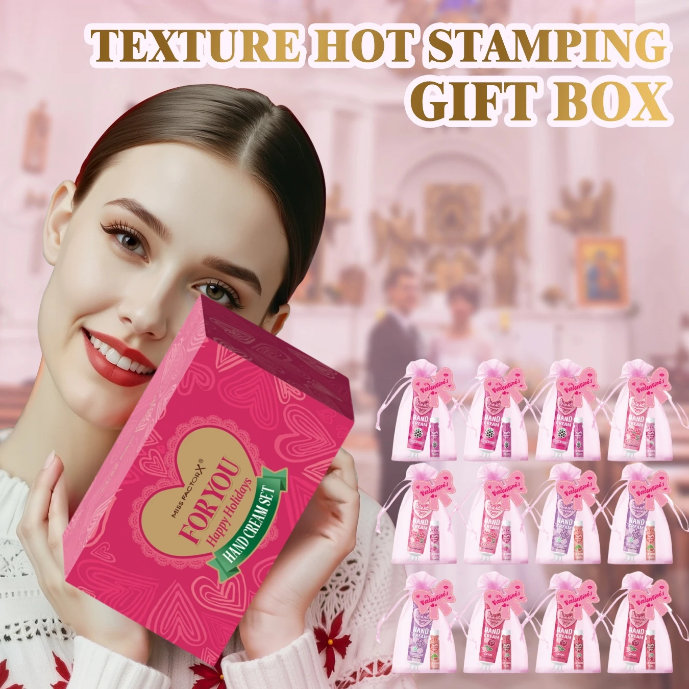 96 Pieces Hand Cream and Lip Balm Gift Set - Includes Pink Gift Bag and Bow Card, Suitable for Wedding, Holiday Gift Distributio