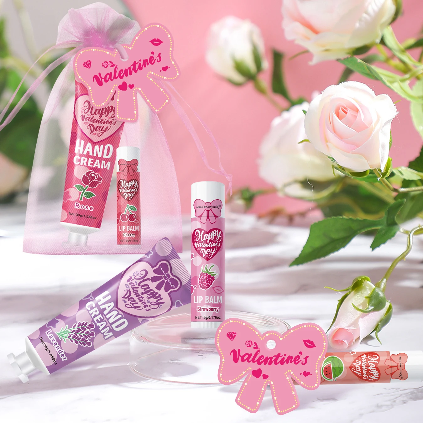 96 Pieces Hand Cream and Lip Balm Gift Set - Includes Pink Gift Bag and Bow Card, Suitable for Wedding, Holiday Gift Distributio