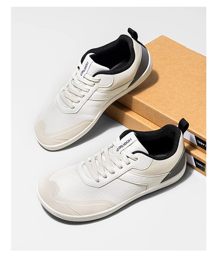 HOBIBEAR Wide Toe Shoes Mens Womens Minimalist Mesh Artificial Leather Sneakers Lace Up Lightweight Breathable Walking Shoes