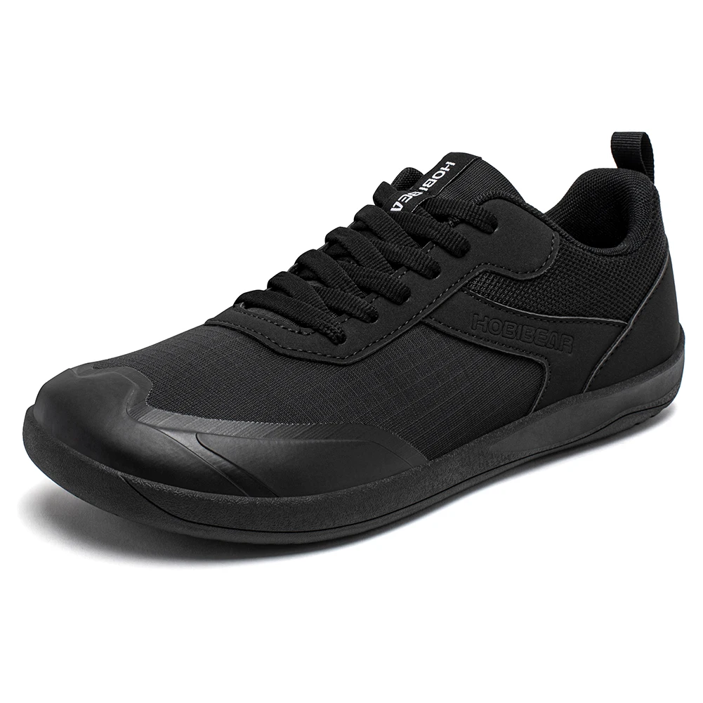 HOBIBEAR Wide Toe Shoes Mens Womens Minimalist Mesh Artificial Leather Sneakers Lace Up Lightweight Breathable Walking Shoes