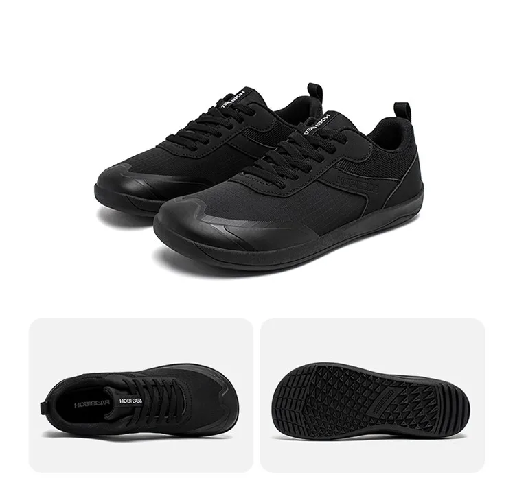 HOBIBEAR Wide Toe Shoes Mens Womens Minimalist Mesh Artificial Leather Sneakers Lace Up Lightweight Breathable Walking Shoes
