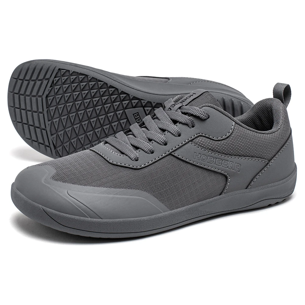 HOBIBEAR Wide Toe Shoes Mens Womens Minimalist Mesh Artificial Leather Sneakers Lace Up Lightweight Breathable Walking Shoes