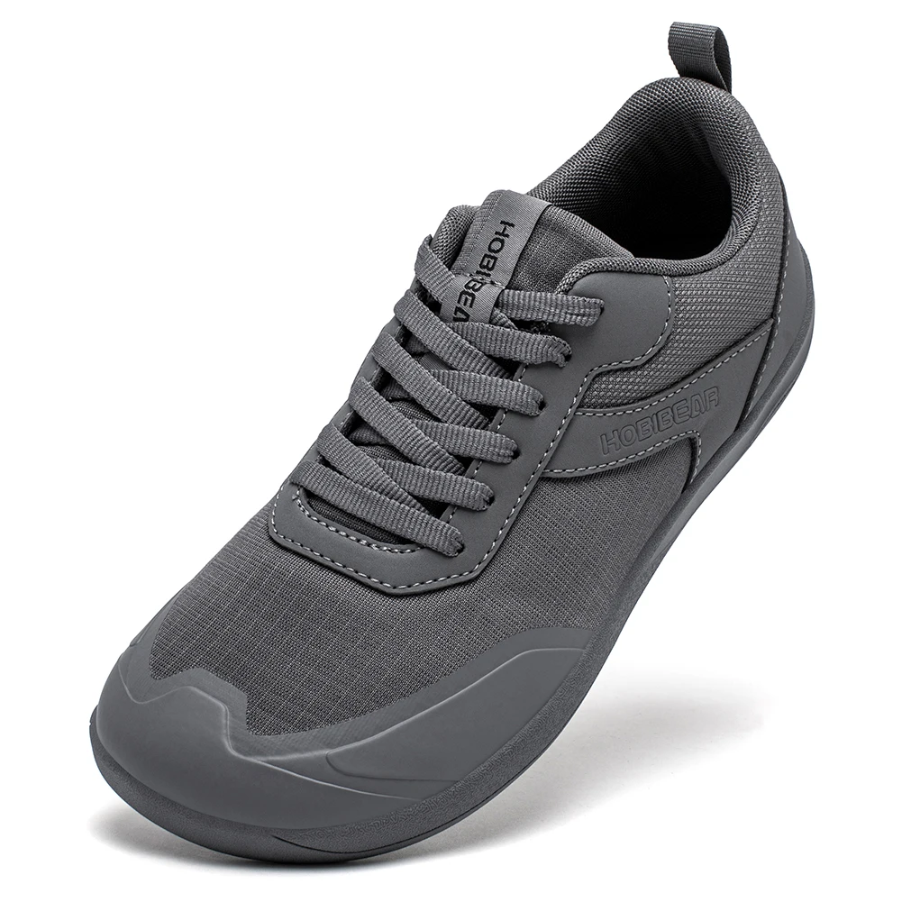 HOBIBEAR Wide Toe Shoes Mens Womens Minimalist Mesh Artificial Leather Sneakers Lace Up Lightweight Breathable Walking Shoes