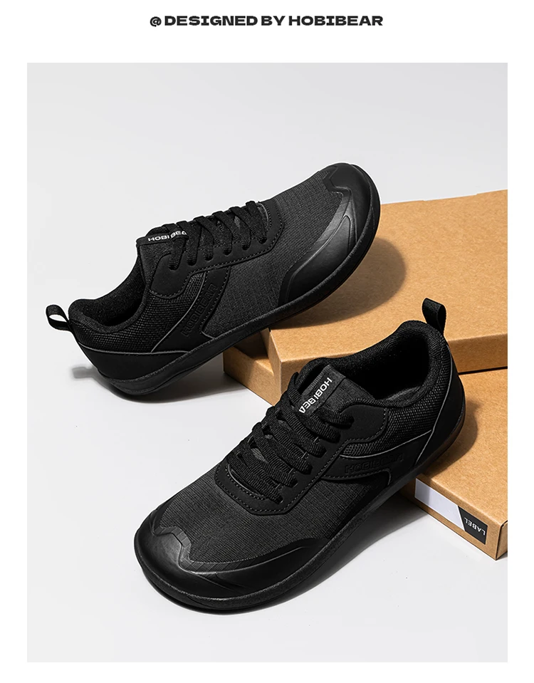 HOBIBEAR Wide Toe Shoes Mens Womens Minimalist Mesh Artificial Leather Sneakers Lace Up Lightweight Breathable Walking Shoes