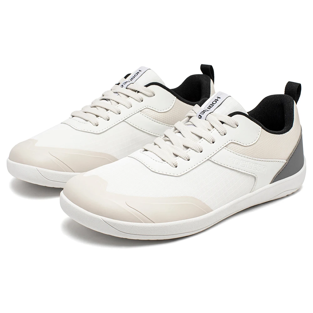 HOBIBEAR Wide Toe Shoes Mens Womens Minimalist Mesh Artificial Leather Sneakers Lace Up Lightweight Breathable Walking Shoes
