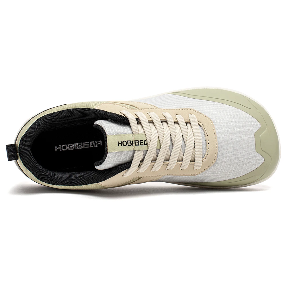 HOBIBEAR Wide Toe Shoes Mens Womens Minimalist Mesh Artificial Leather Sneakers Lace Up Lightweight Breathable Walking Shoes
