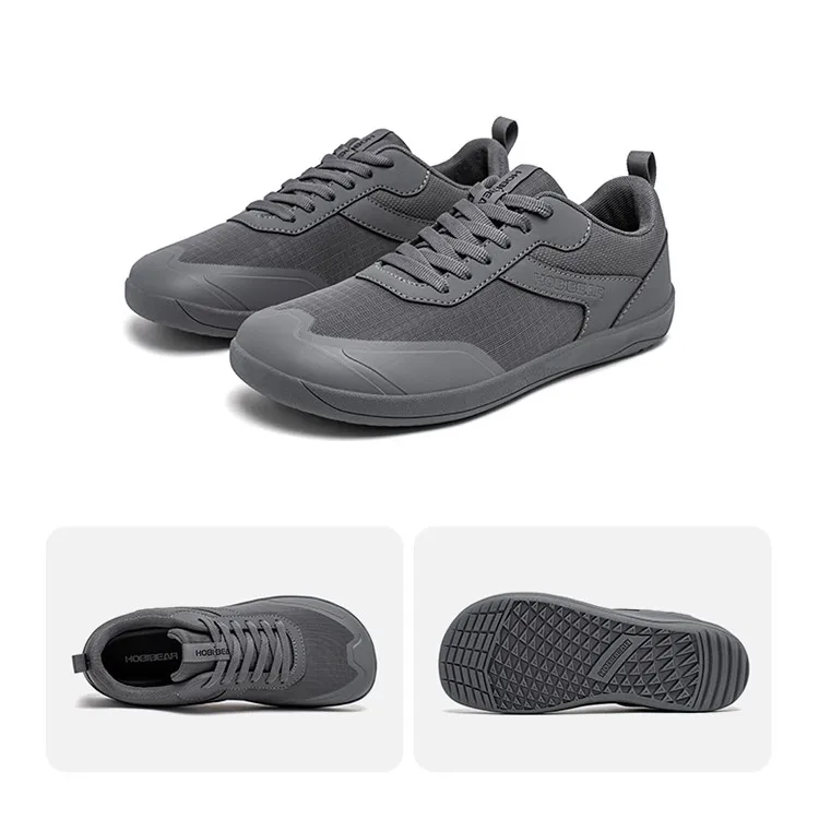 HOBIBEAR Wide Toe Shoes Mens Womens Minimalist Mesh Artificial Leather Sneakers Lace Up Lightweight Breathable Walking Shoes