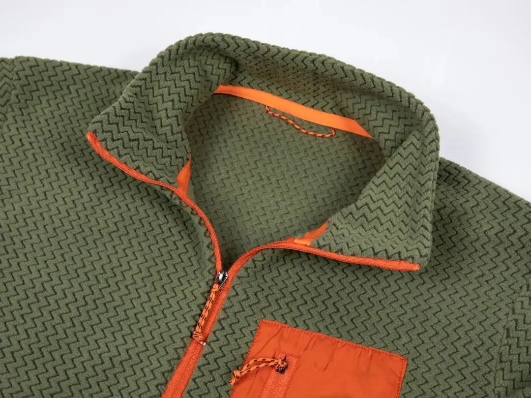 New Comfortable and Thick Men's and Women's Sports Semi-zipper Fleece Sweatshirt with Wavy Fleece and Long-sleeved Sweatshirt