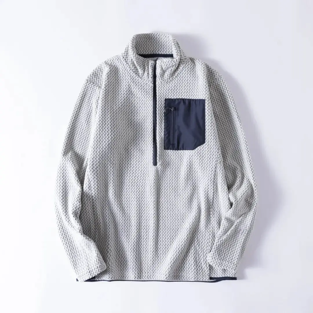 New Comfortable and Thick Men's and Women's Sports Semi-zipper Fleece Sweatshirt with Wavy Fleece and Long-sleeved Sweatshirt