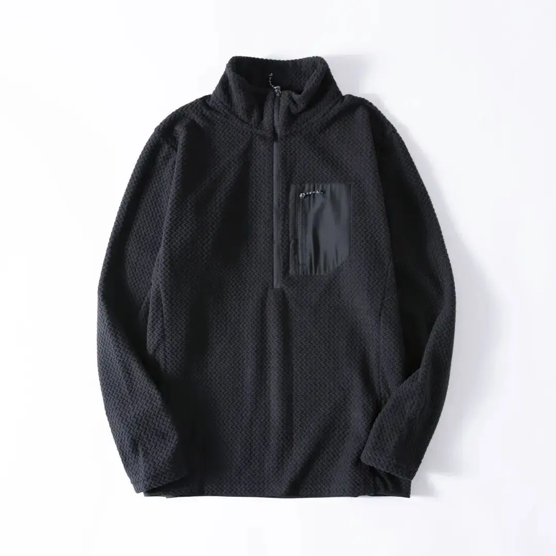 New Comfortable and Thick Men's and Women's Sports Semi-zipper Fleece Sweatshirt with Wavy Fleece and Long-sleeved Sweatshirt