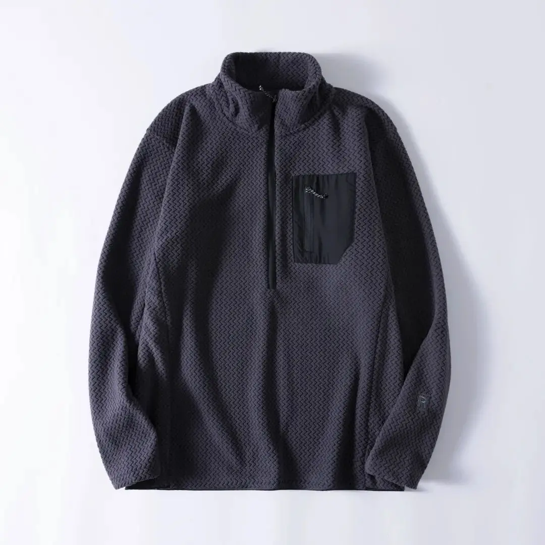 New Comfortable and Thick Men's and Women's Sports Semi-zipper Fleece Sweatshirt with Wavy Fleece and Long-sleeved Sweatshirt