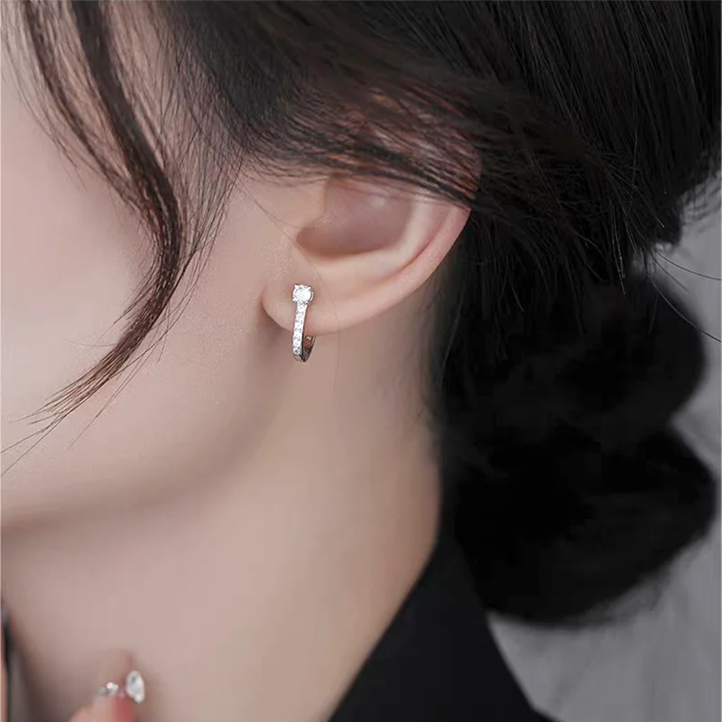 Moissanite Small Hoop Earrings Lab Diamond Hoop Huggies Earrings Sterling Silver Cartilage Earrings for Women Girls Teens