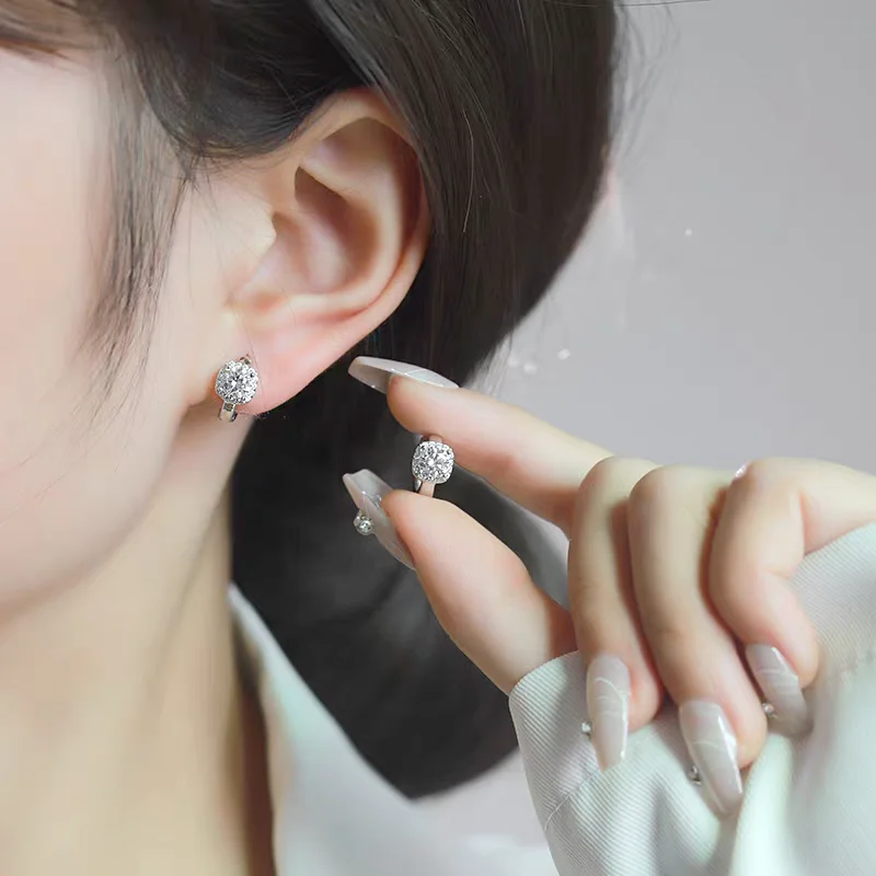 Moissanite Small Hoop Earrings Lab Diamond Hoop Huggies Earrings Sterling Silver Cartilage Earrings for Women Girls Teens