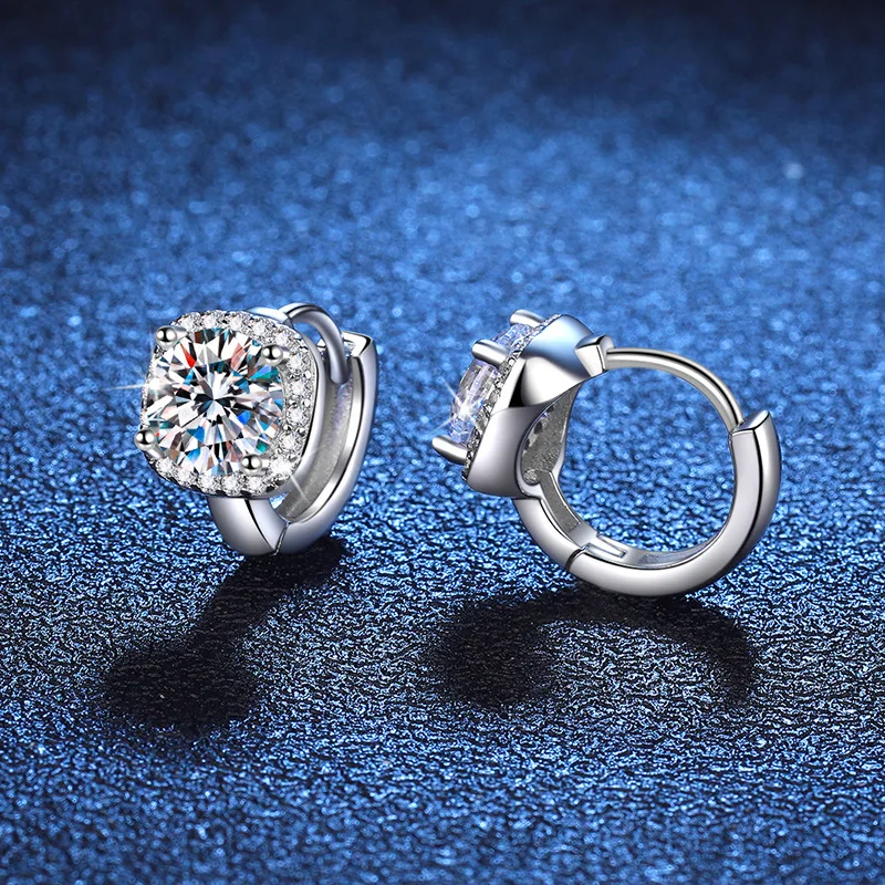 Moissanite Small Hoop Earrings Lab Diamond Hoop Huggies Earrings Sterling Silver Cartilage Earrings for Women Girls Teens