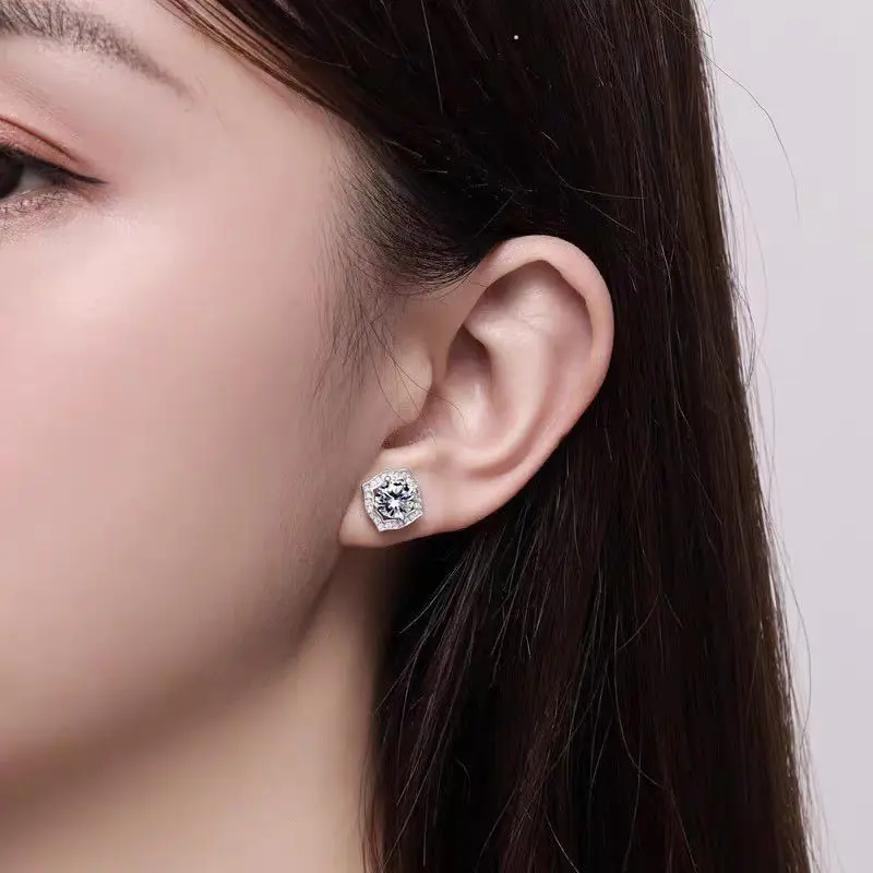 Moissanite Small Hoop Earrings Lab Diamond Hoop Huggies Earrings Sterling Silver Cartilage Earrings for Women Girls Teens