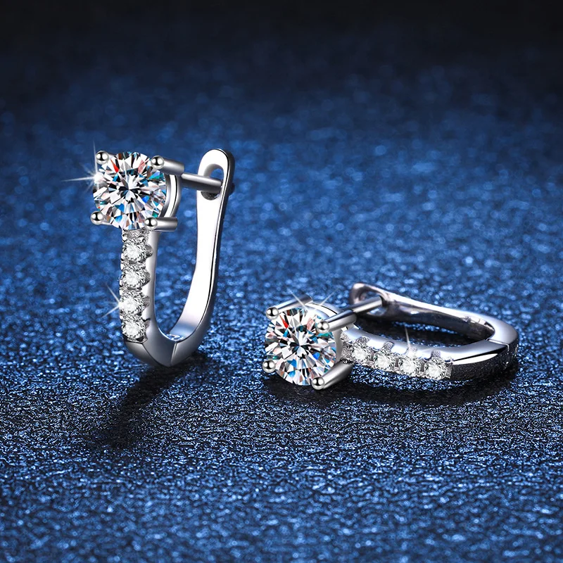 Moissanite Small Hoop Earrings Lab Diamond Hoop Huggies Earrings Sterling Silver Cartilage Earrings for Women Girls Teens