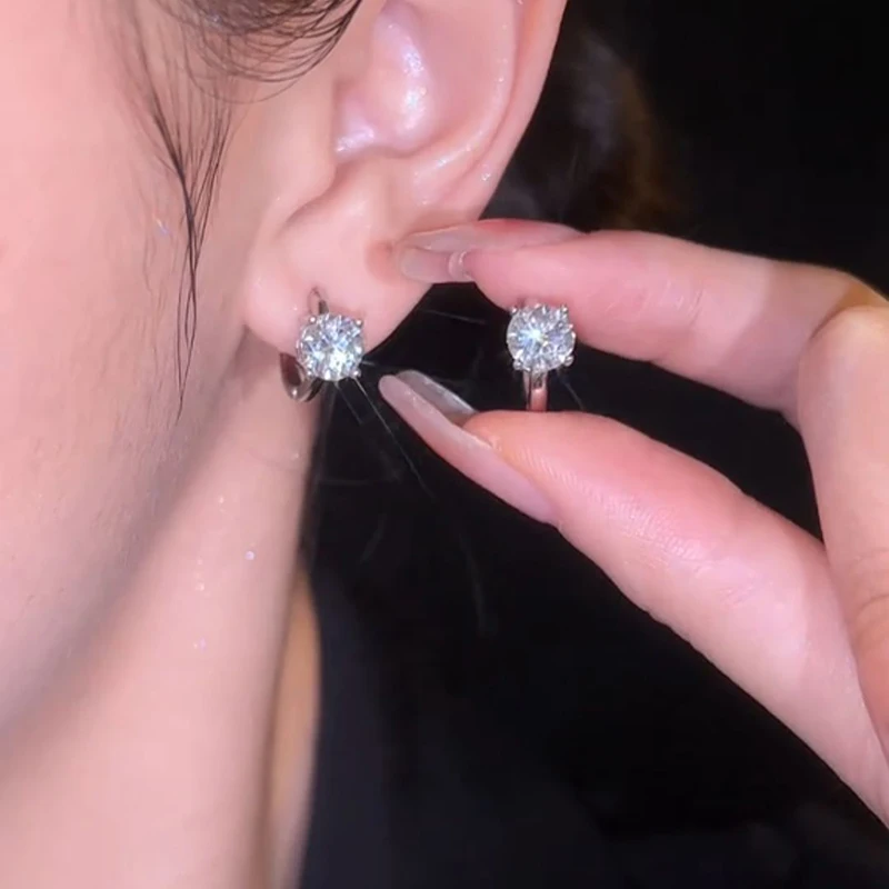 Moissanite Small Hoop Earrings Lab Diamond Hoop Huggies Earrings Sterling Silver Cartilage Earrings for Women Girls Teens