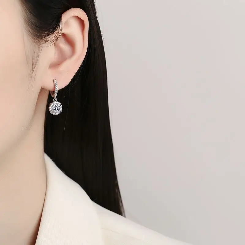 Moissanite Small Hoop Earrings Lab Diamond Hoop Huggies Earrings Sterling Silver Cartilage Earrings for Women Girls Teens