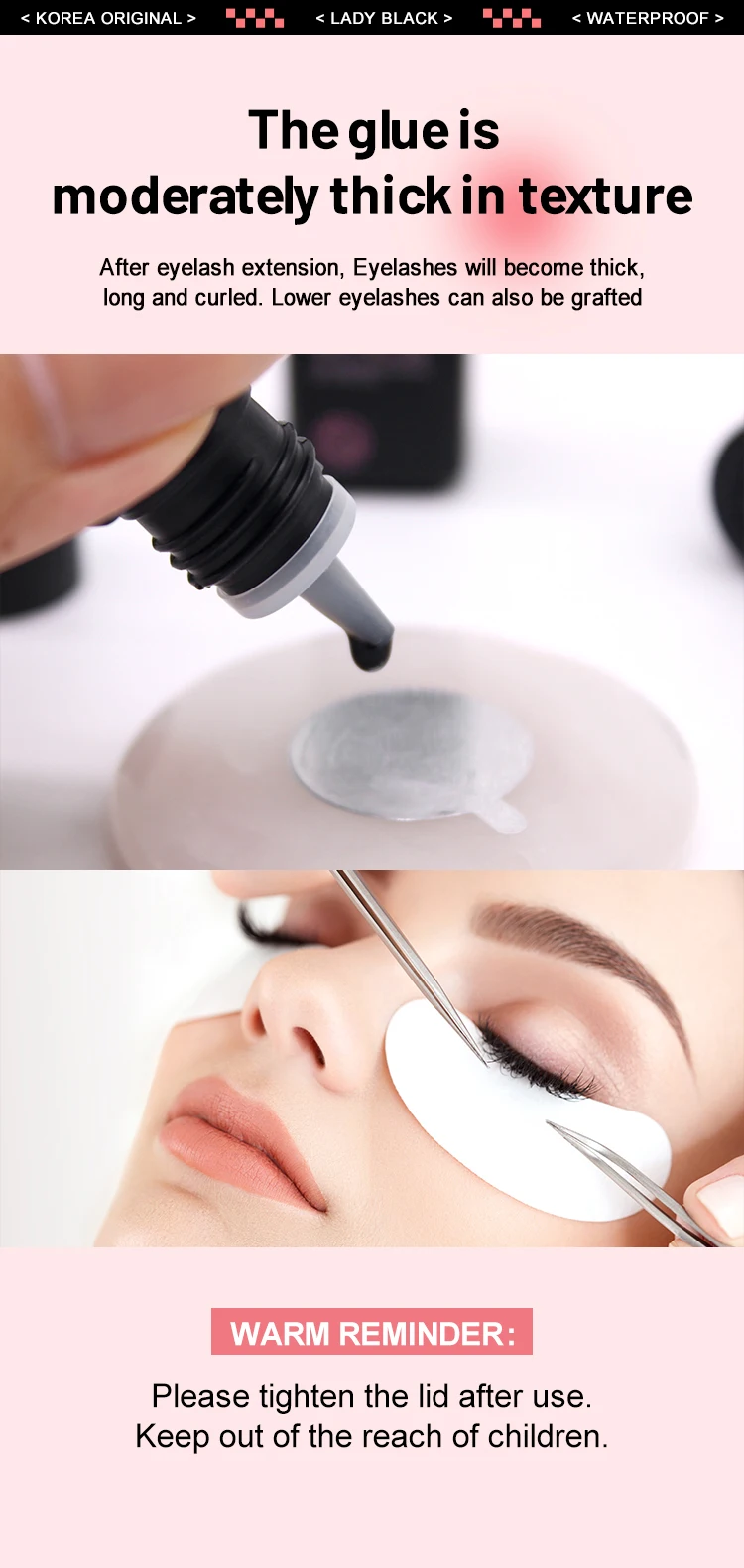 10 Bottles Original Lady Black Glue for Eyelash Extension with Original Bag Low Irritation 5ml Korea False Lash Glue Makeup Tool