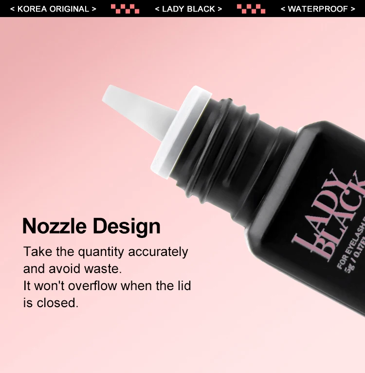 10 Bottles Original Lady Black Glue for Eyelash Extension with Original Bag Low Irritation 5ml Korea False Lash Glue Makeup Tool