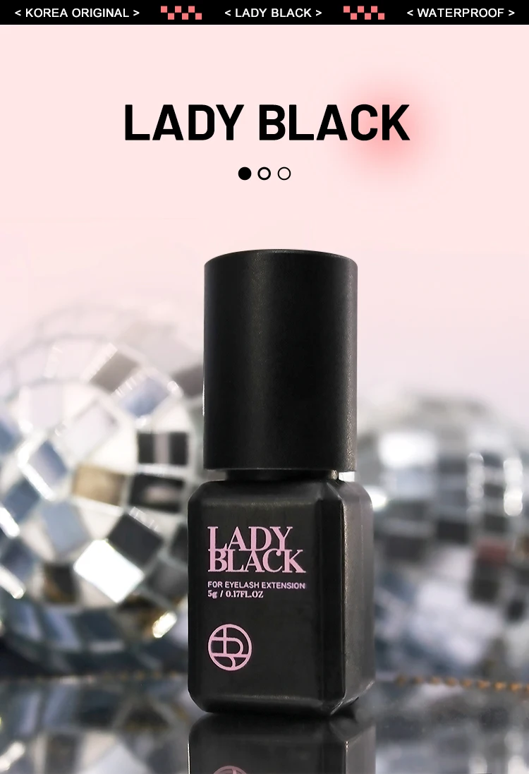 10 Bottles Original Lady Black Glue for Eyelash Extension with Original Bag Low Irritation 5ml Korea False Lash Glue Makeup Tool