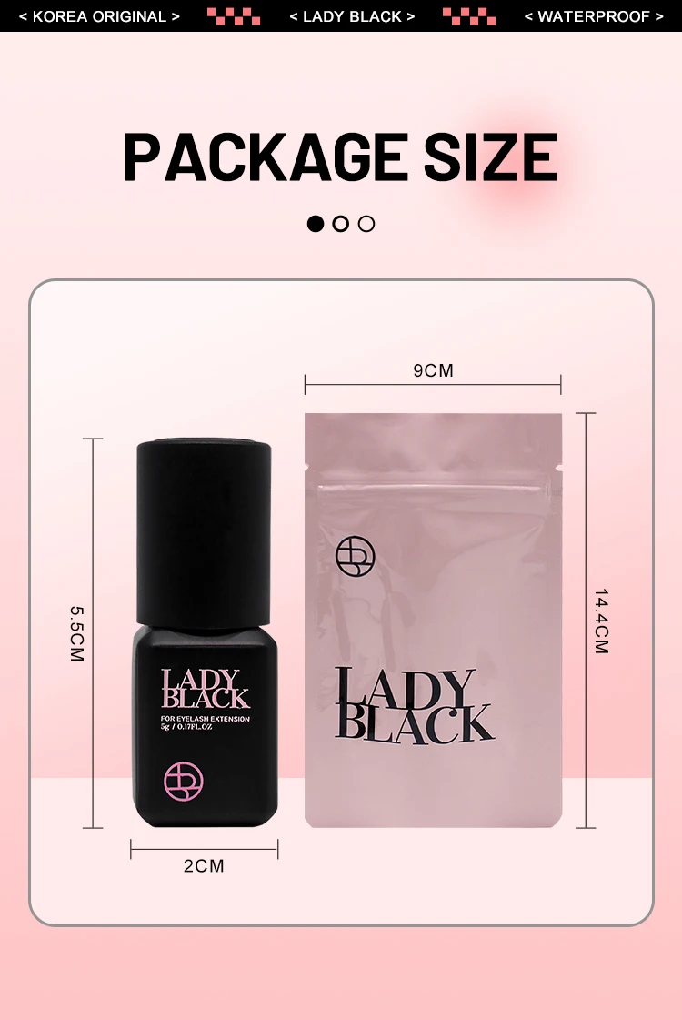 10 Bottles Original Lady Black Glue for Eyelash Extension with Original Bag Low Irritation 5ml Korea False Lash Glue Makeup Tool