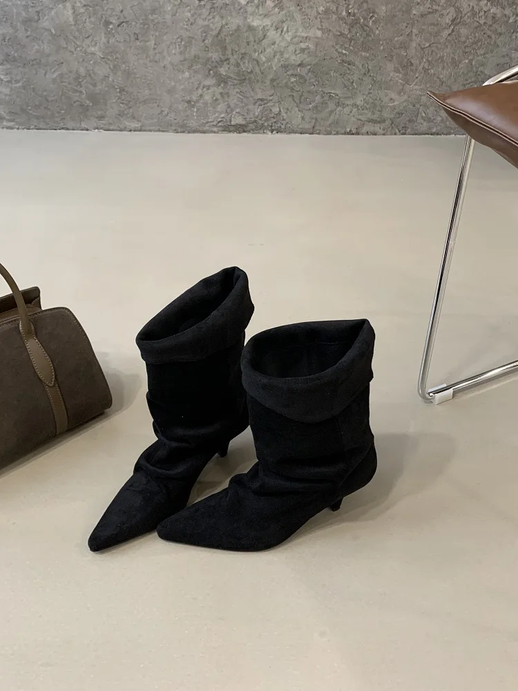 Aneikeh Fashion Street Style Vintage Ankle Boots Women Winter Pointed Toe Thin Low Heel Shoes SHort Botas Zapatos De Mujer