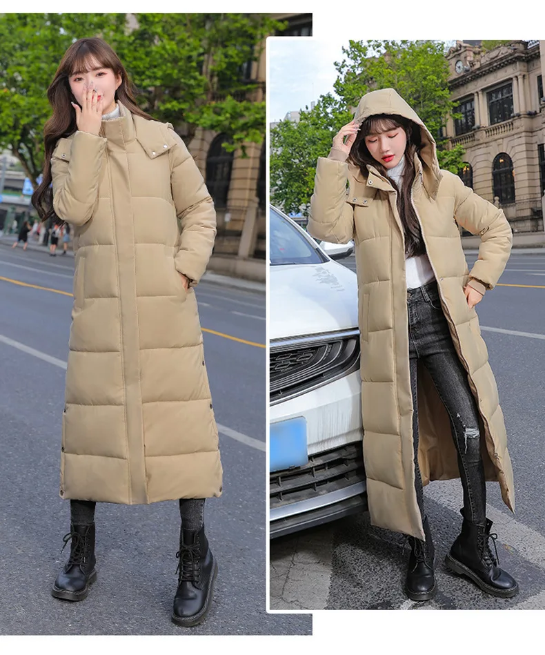 New Winter Women Cotton Coat Korean Loose Thicken Warm Lengthen Down Cotton Coat 2025 Women Hooded Long Parkas Plus Size Outwear