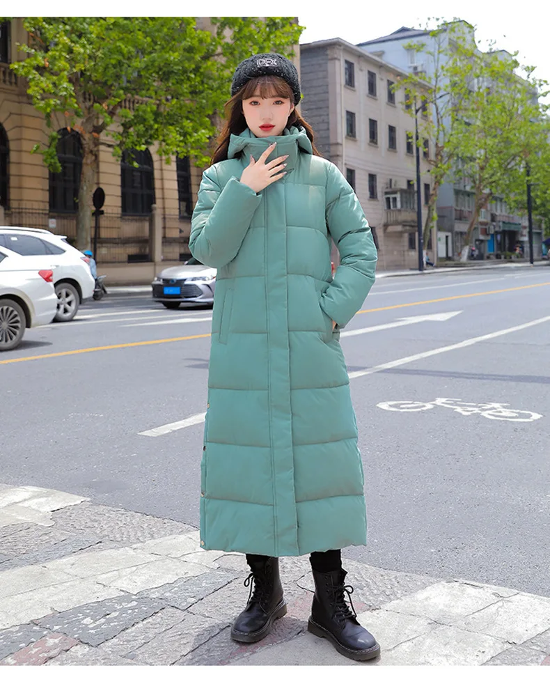 New Winter Women Cotton Coat Korean Loose Thicken Warm Lengthen Down Cotton Coat 2025 Women Hooded Long Parkas Plus Size Outwear