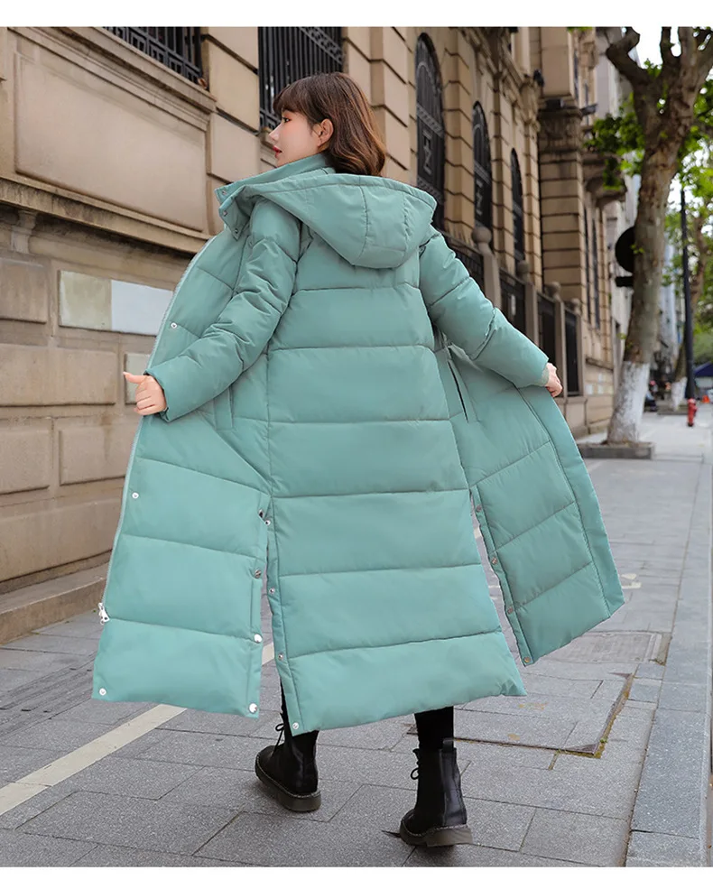New Winter Women Cotton Coat Korean Loose Thicken Warm Lengthen Down Cotton Coat 2025 Women Hooded Long Parkas Plus Size Outwear