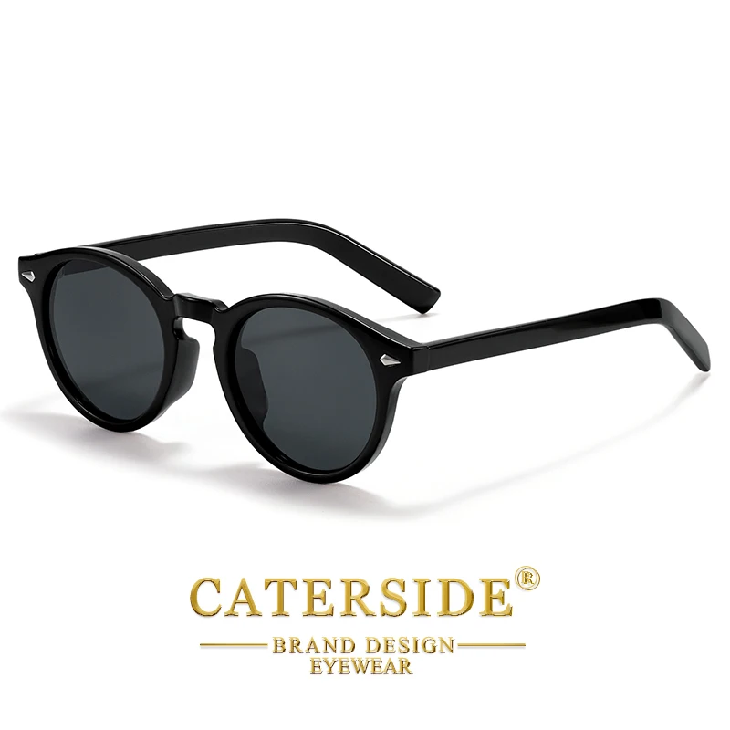 CATERSIDE Fashion Men's Polarized Sunglasses Round Tr-90 Frame TAC Lens Sun Glasses Women's Travel Outdoor Party Glasses