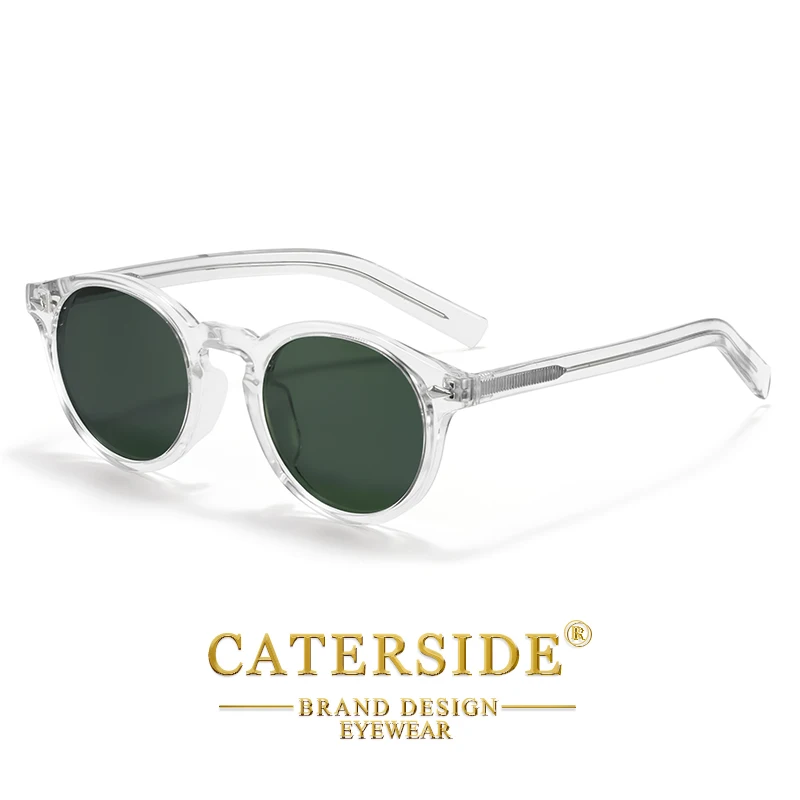 CATERSIDE Fashion Men's Polarized Sunglasses Round Tr-90 Frame TAC Lens Sun Glasses Women's Travel Outdoor Party Glasses